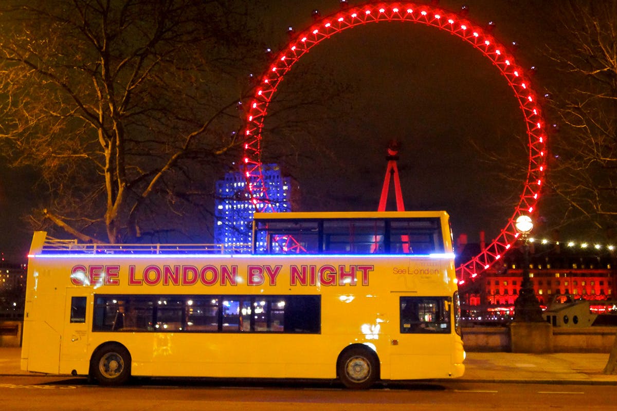 night time bus tour london