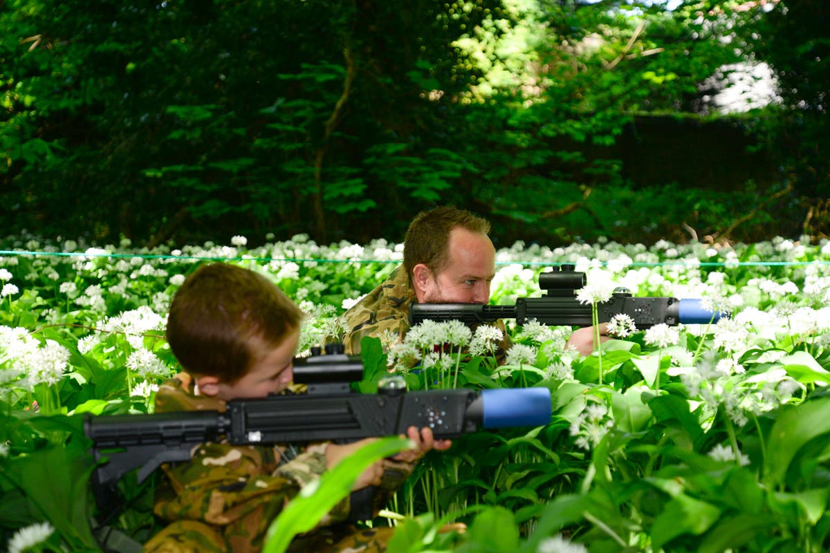 Forest Laser Tag Adventure with Pizza for Four