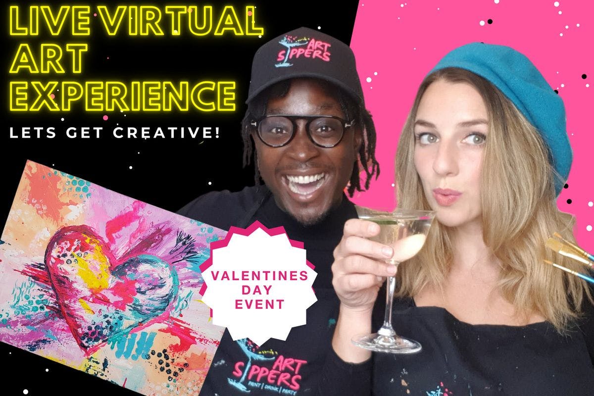 Get Creative Together - Date Night Live Virtual Art Experience with Drinks for Two with Art Sippers