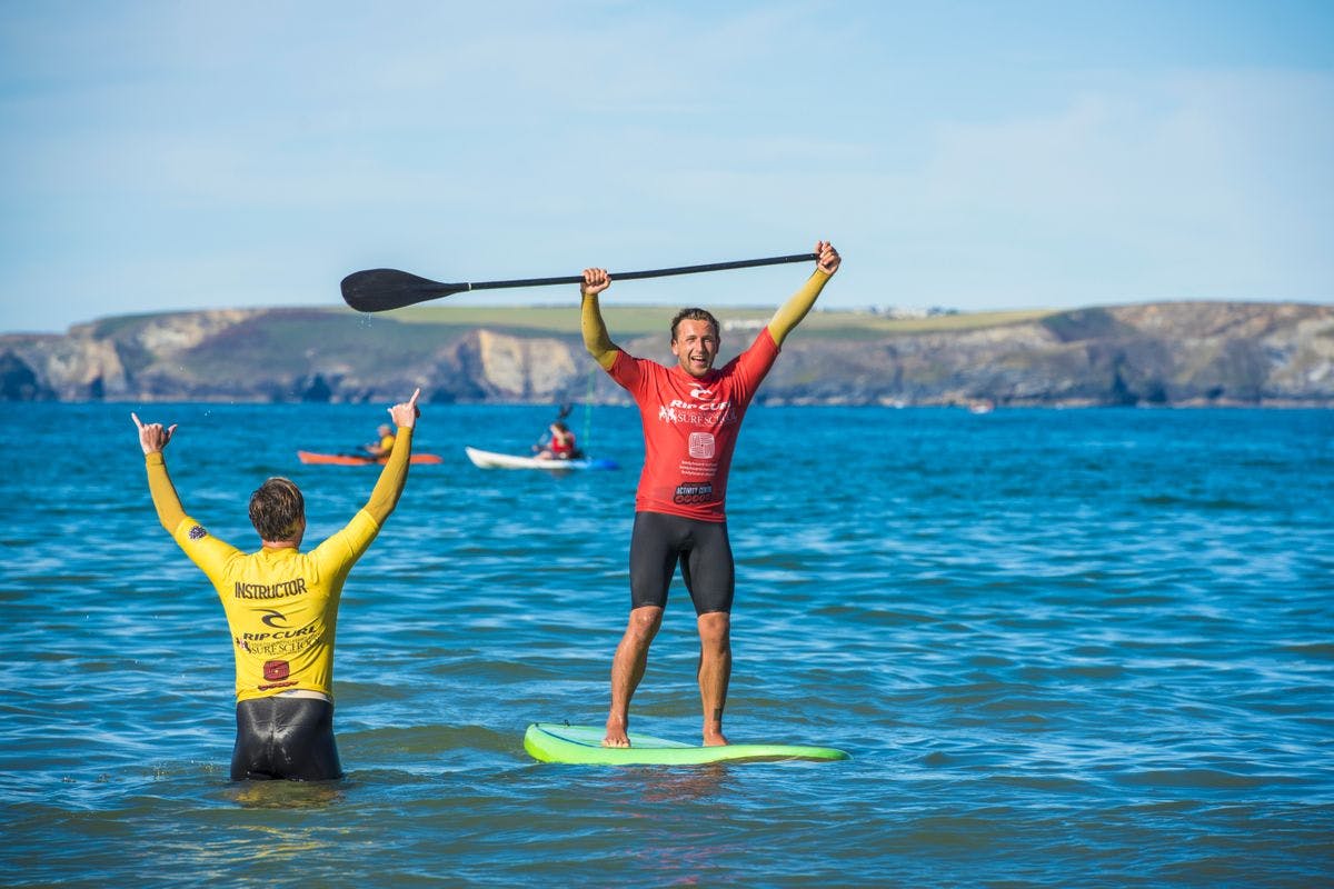 StandUp Paddleboard Lesson and Tour of Newquay Coastline for Two