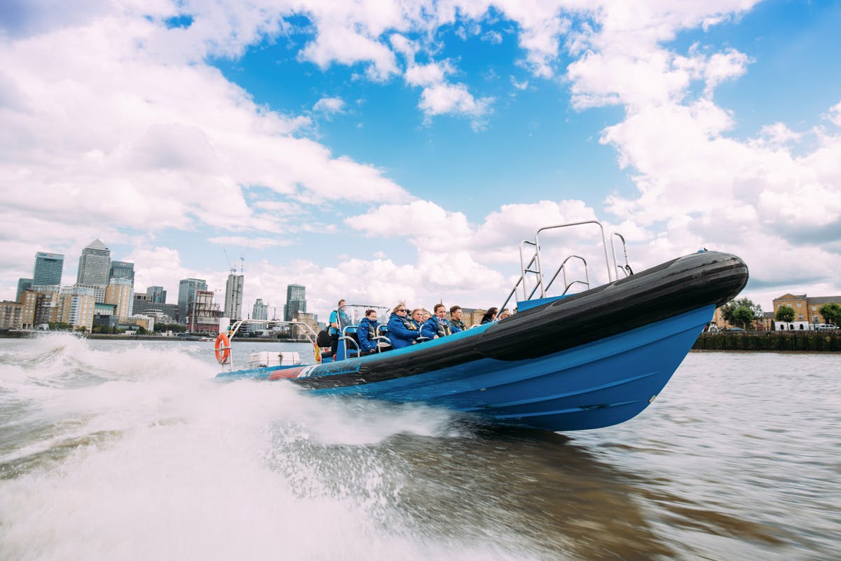 Thames Jet Boat Rush with Tipples and Treats at Mr. Fogg's Gin Parlour for Two