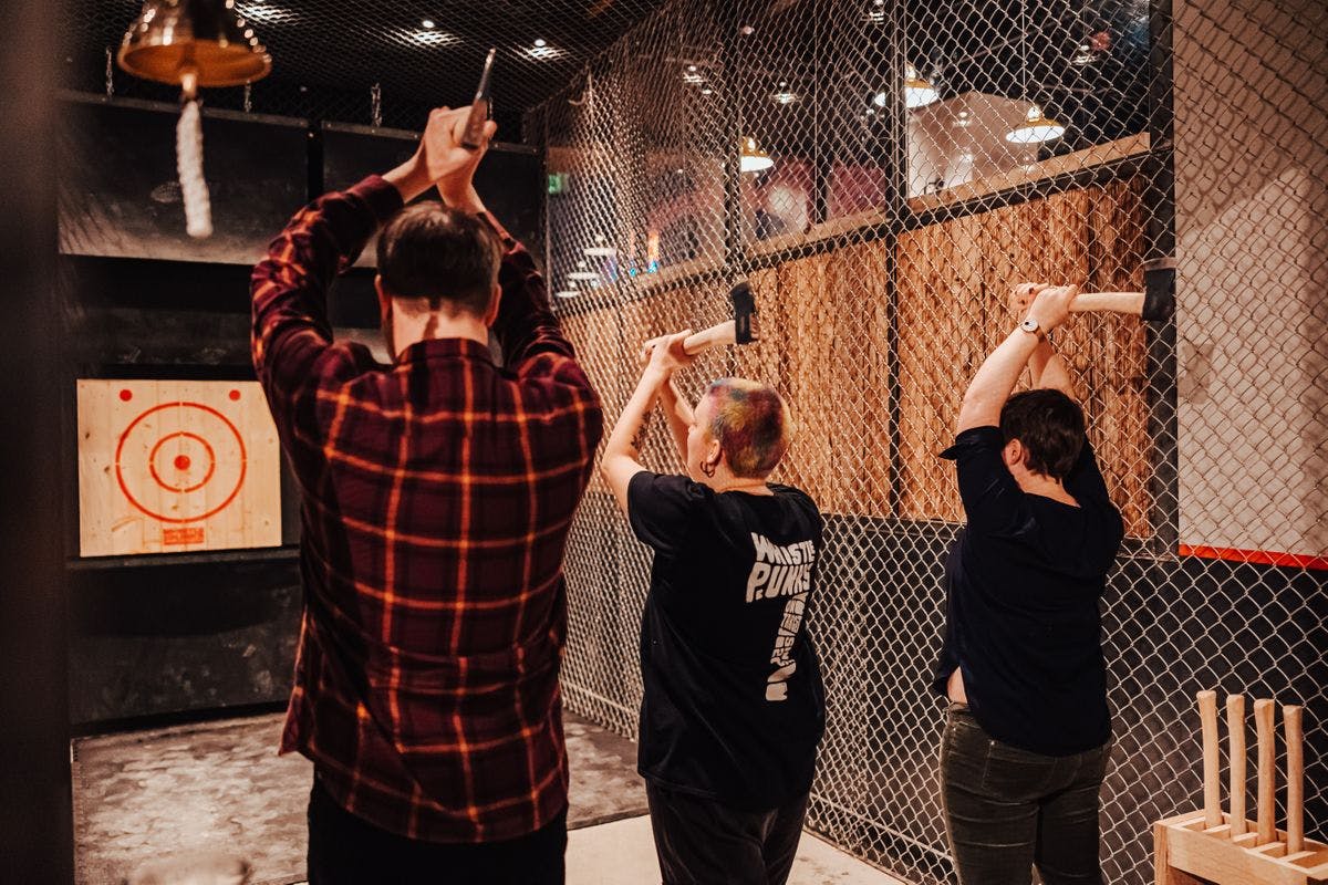 Urban Axe Throwing with a House Drink for Two at Whistle Punks, Leeds