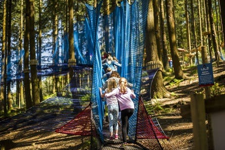 Family of Four Treetop Nets Experience at Zipworld