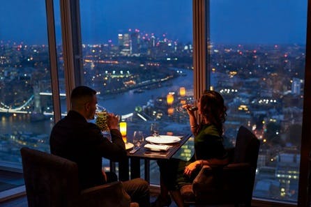 Sky High Private Three Course Dinner with Champagne and Wine for Two at the 5* Shangri-La Hotel, At The Shard